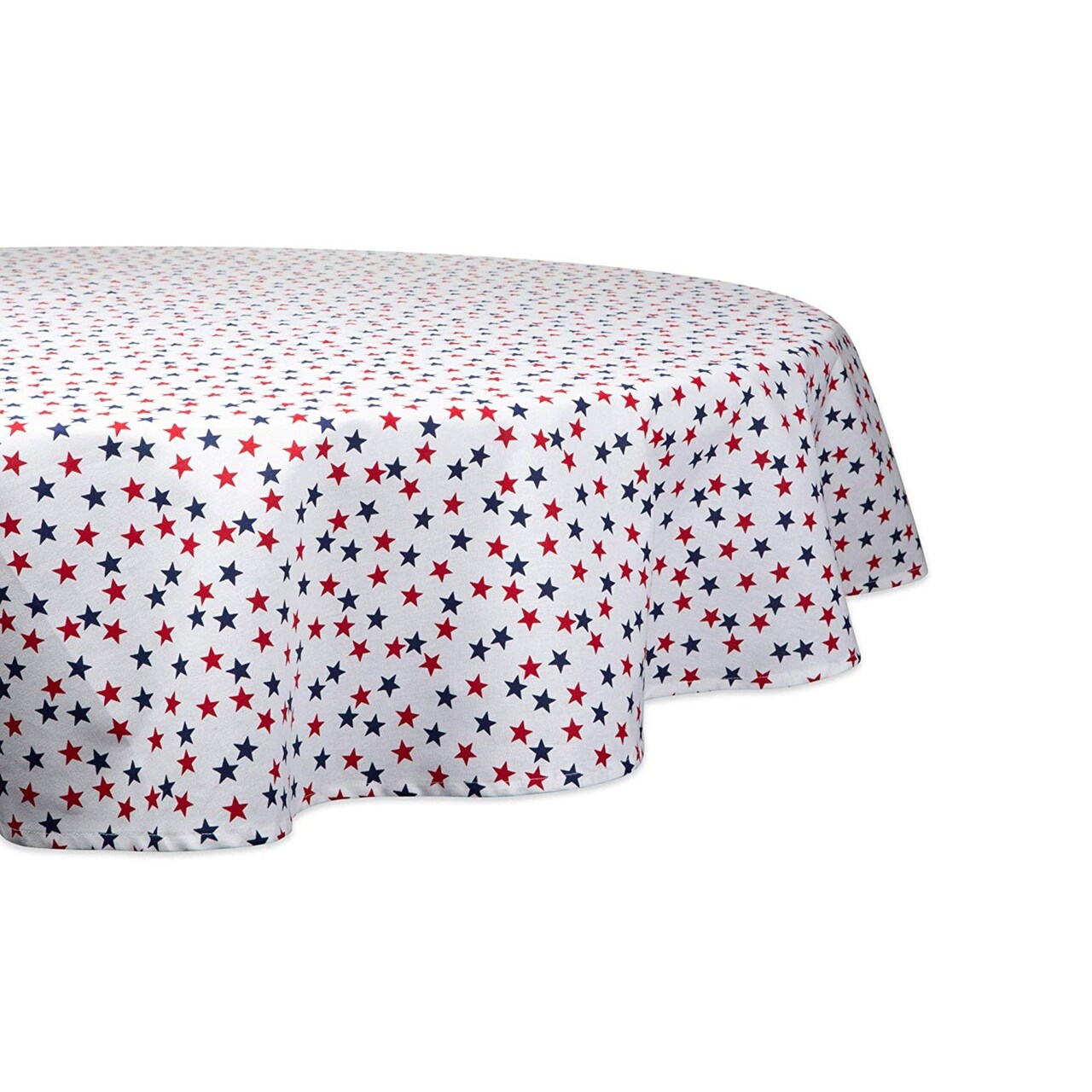 Contemporary Home Living Stars Americana Round Cotton Tablecloth - 70" - White and Red